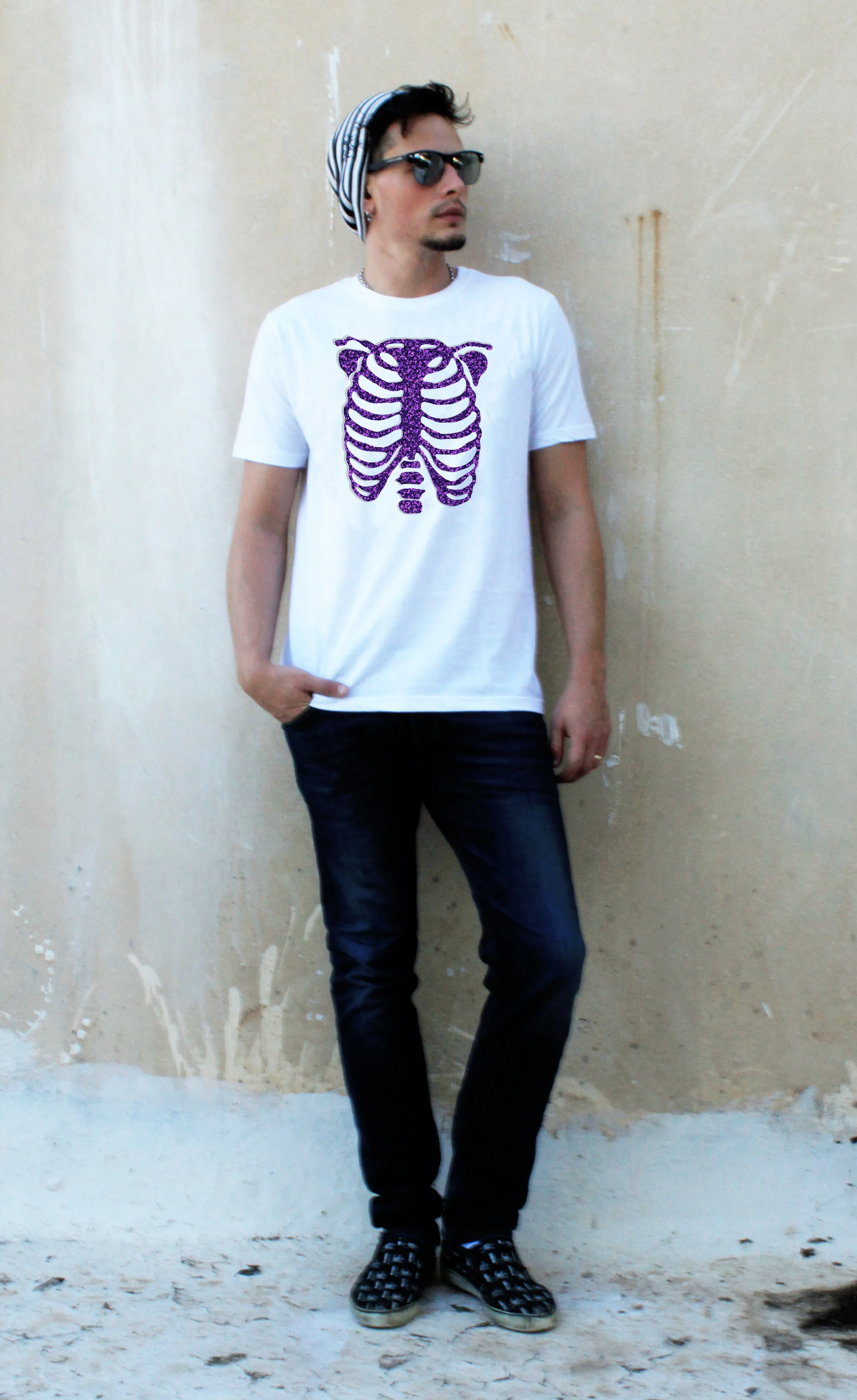 Unisex Glitter Ribcage print T shirt