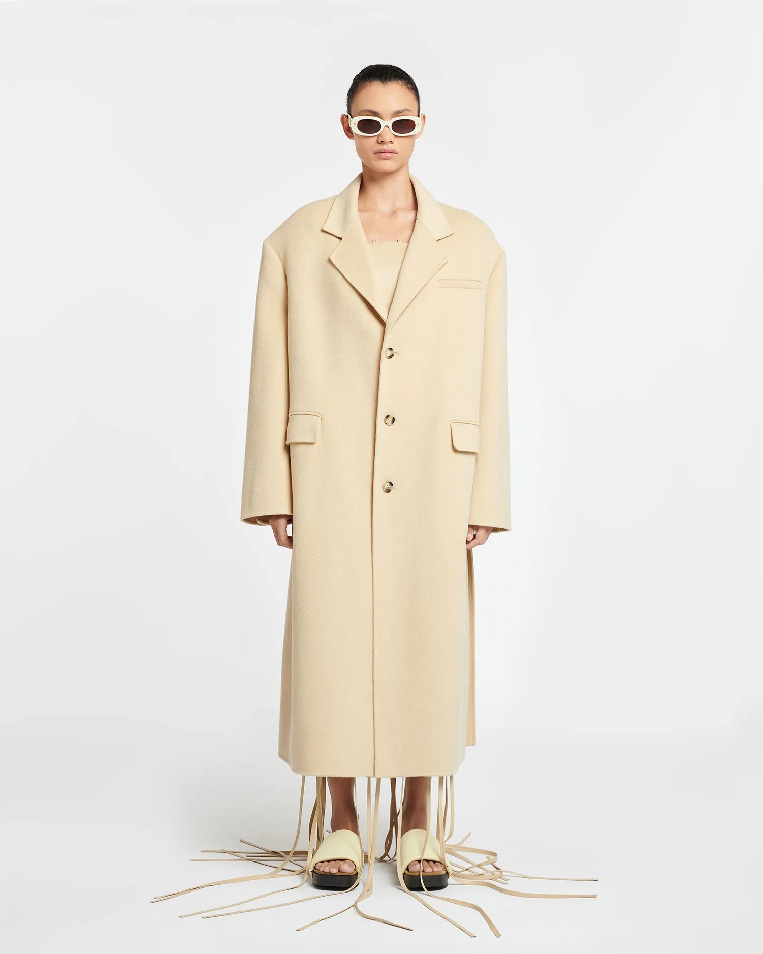 Veda - Double Wool And Silk Blend Coat - Creme