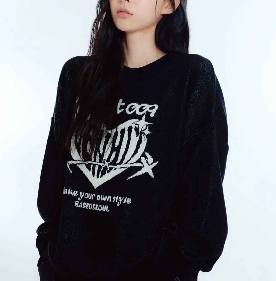 VENHIT  |Heart Unisex Street Style Long Sleeves Oversized Logo