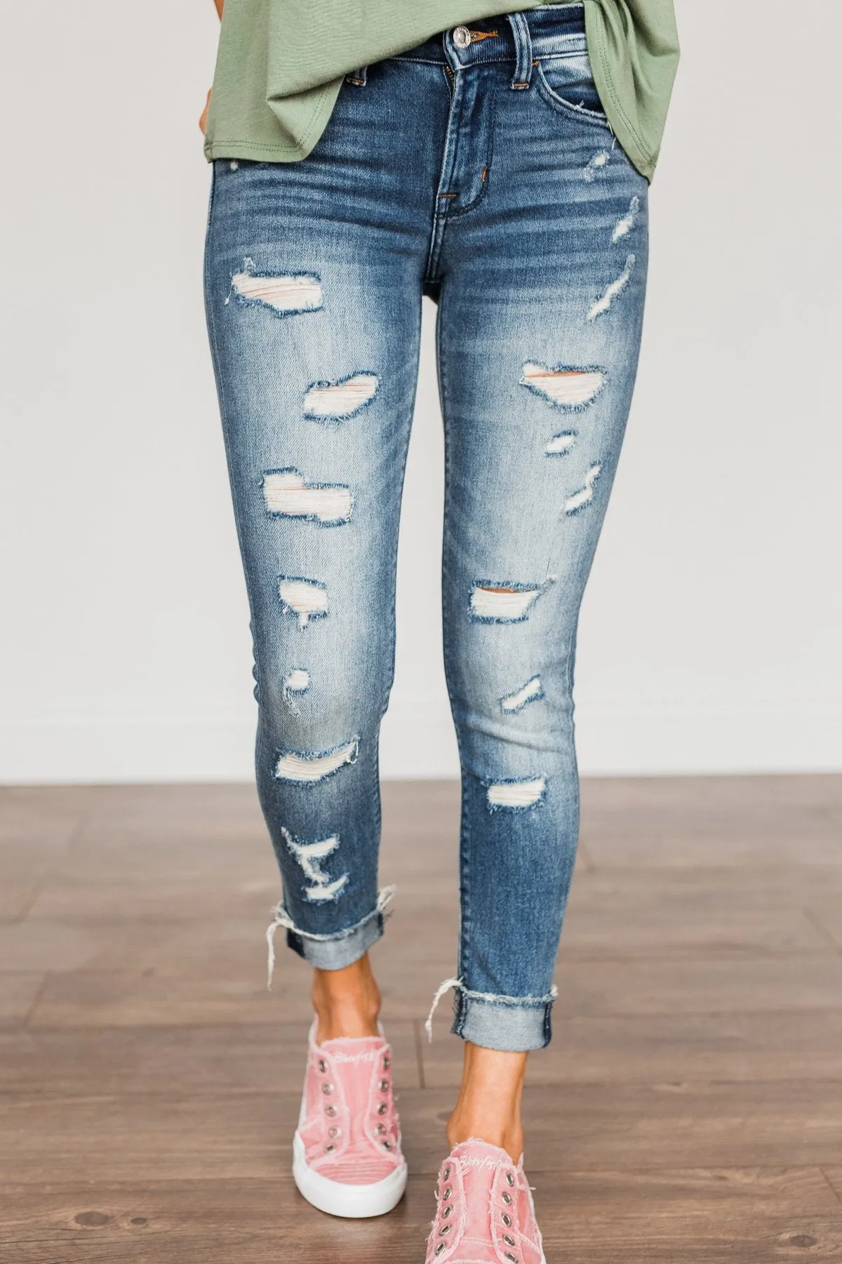 Vervet Distressed Cropped Skinny Jeans- Maeve Wash