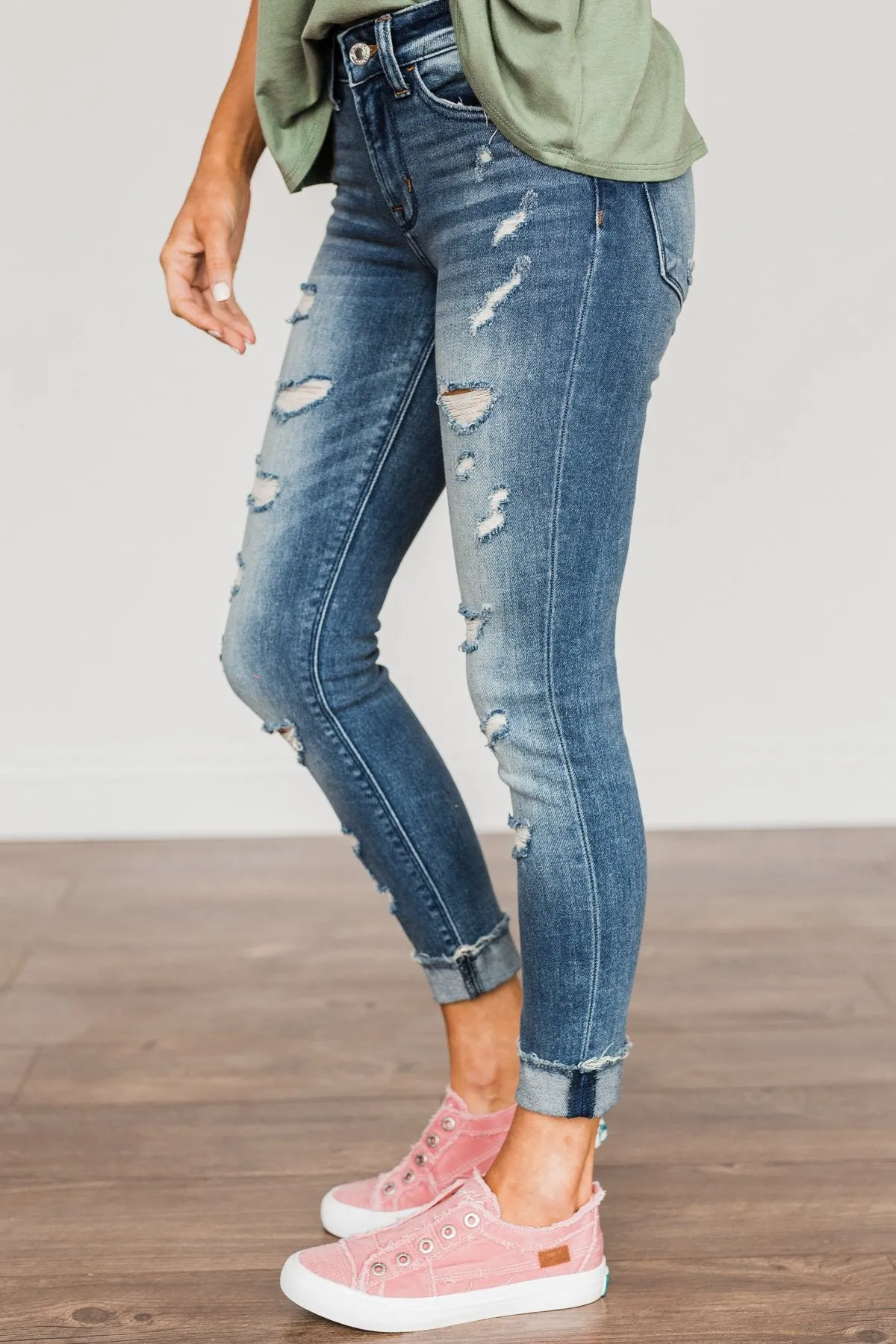 Vervet Distressed Cropped Skinny Jeans- Maeve Wash