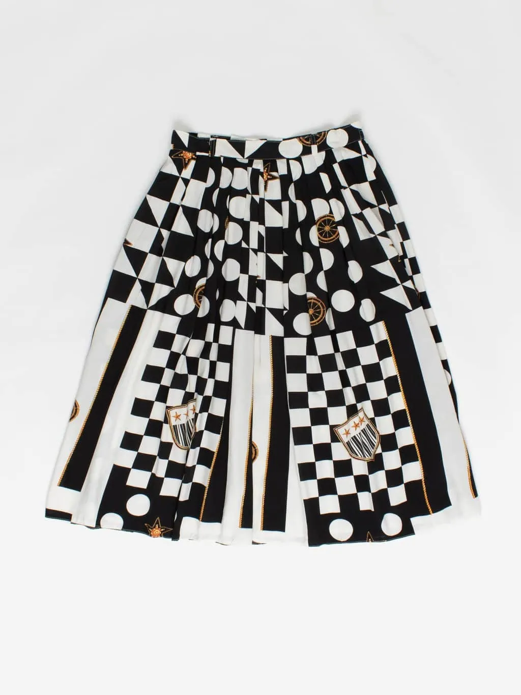 Vintage black and white patterned midi skirt – Medium / Large