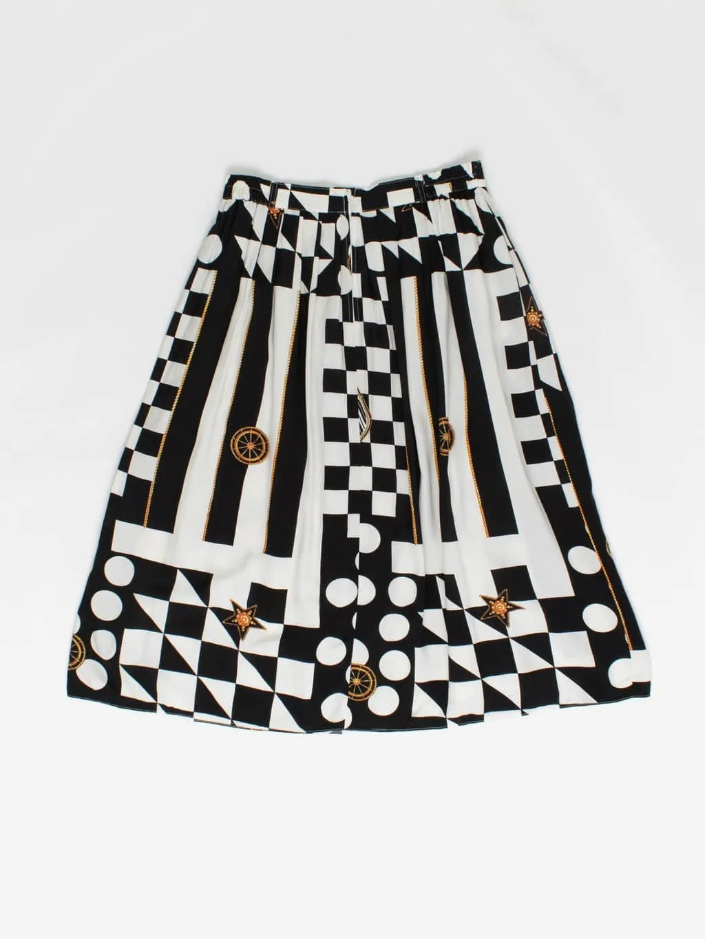 Vintage black and white patterned midi skirt – Medium / Large