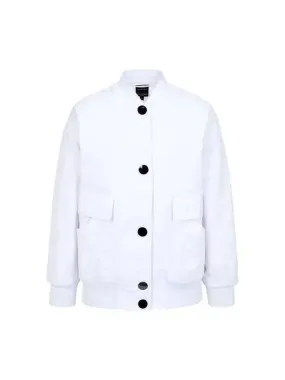 Women s Snap Button Nylon Blouson White 270550