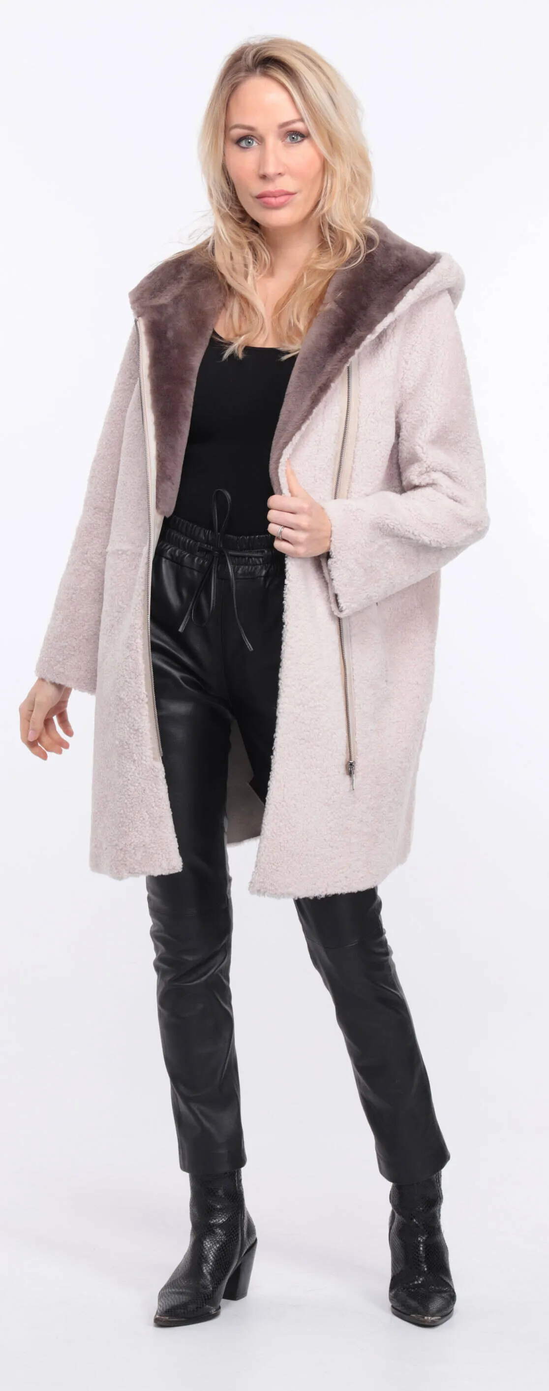 Women's ecru sheepskin coat valere