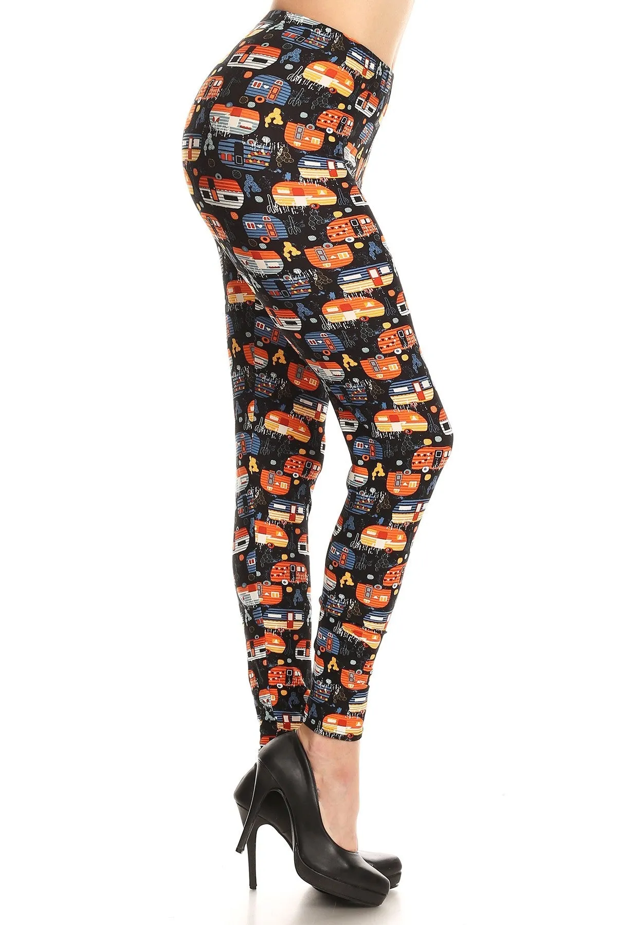 Women's Plus colorful Camper Vans Pattern Printed Leggings