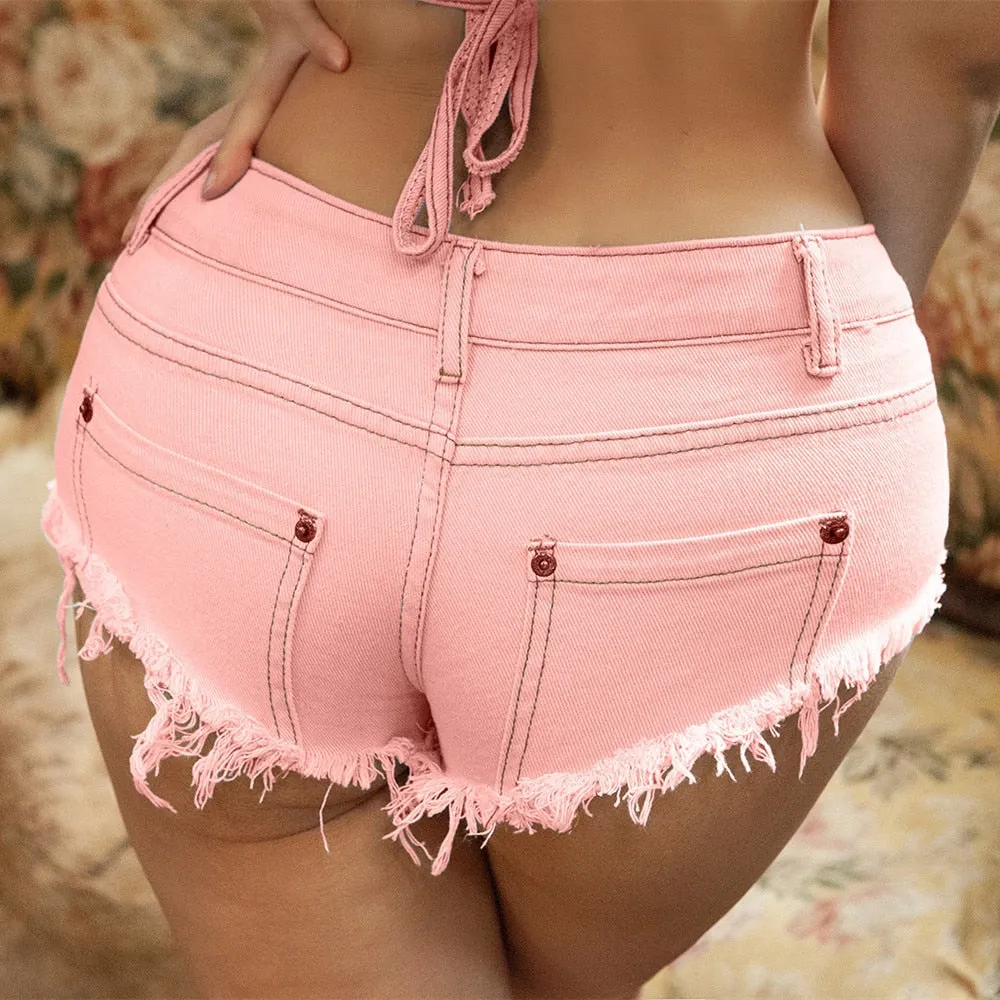 Women's Summer Sexy Polyester Low Waist Hole Decor Pole Dance Shorts