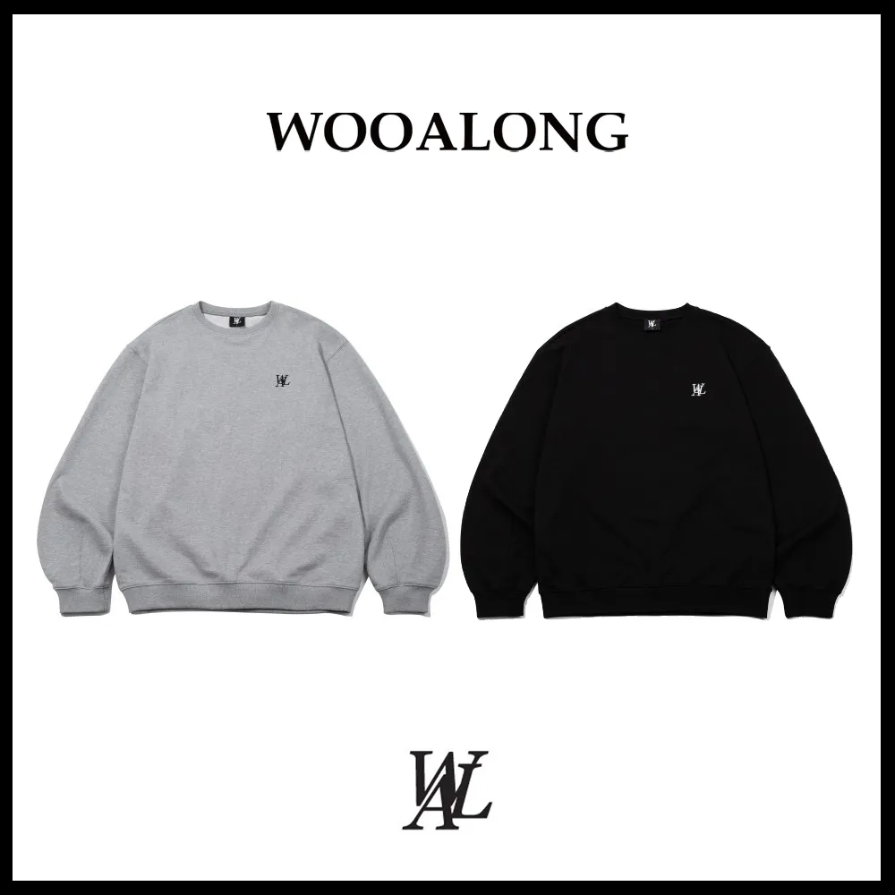 WOOALONG  |Crew Neck Unisex Street Style Long Sleeves Plain Cotton